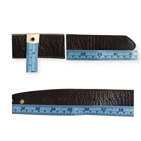 Kim White Brown Leather Belt  with Brass Rings,‎ Size 40 - Picture 11 of 16